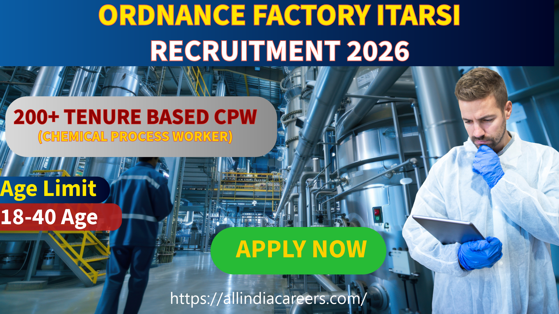 Read more about the article Ordnance Factory Itarsi CPW Recruitment 2026: Apply Offline for 265 Tenure Based Posts
